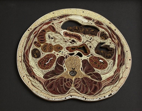 Intricate paper cross sections of human bodies by Lisa Nilsson