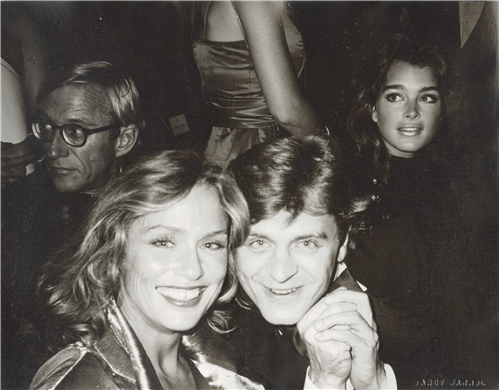 Lauren Hutton, Mikhail Baryshnikov, and Brooke Shields by Andy Warhol at Studio 54, New York City, September 21, 1982.
