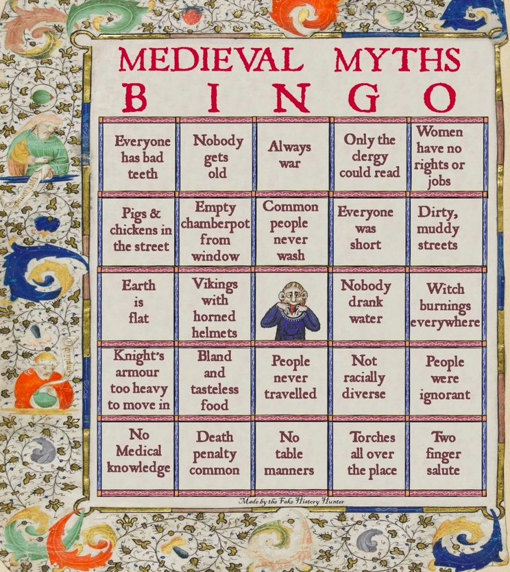 Medieval Myths Bingo by Fake History Hunter 