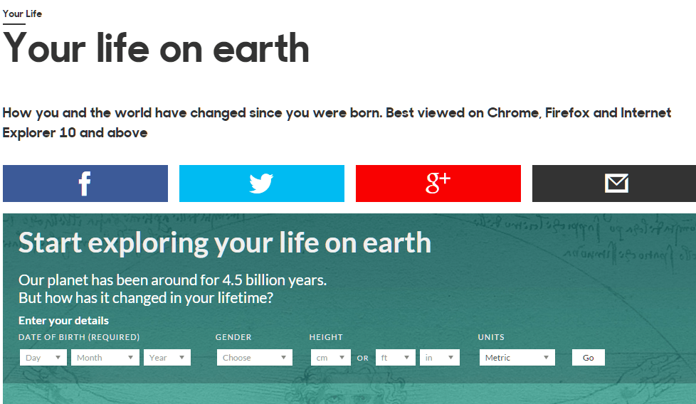 Your Life on Earth an Interactive Infographic by the BBC