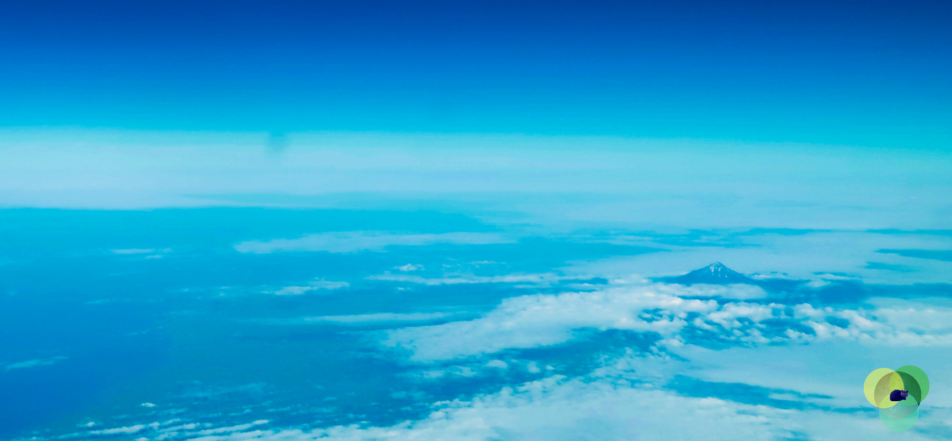 Mt Egmont Taranaki from the sky. Copyright Content Catnip 2020: A year of hope, peace and adventure