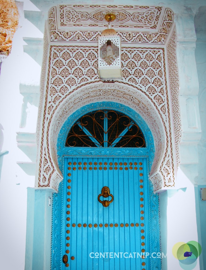 Moroccan door, Chefchaoen. Copyright © Content Catnip 2009 www.contentcatnip.com