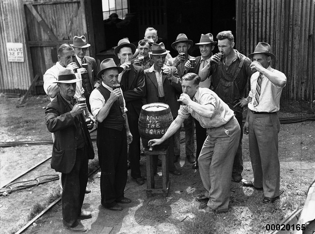 Every Picture Tells A Story: Cracking Open a Keg on Cockatoo Island, 1925.