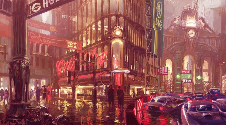 This Gothic and Imaginary London is Flint Black, Neon and Rainy