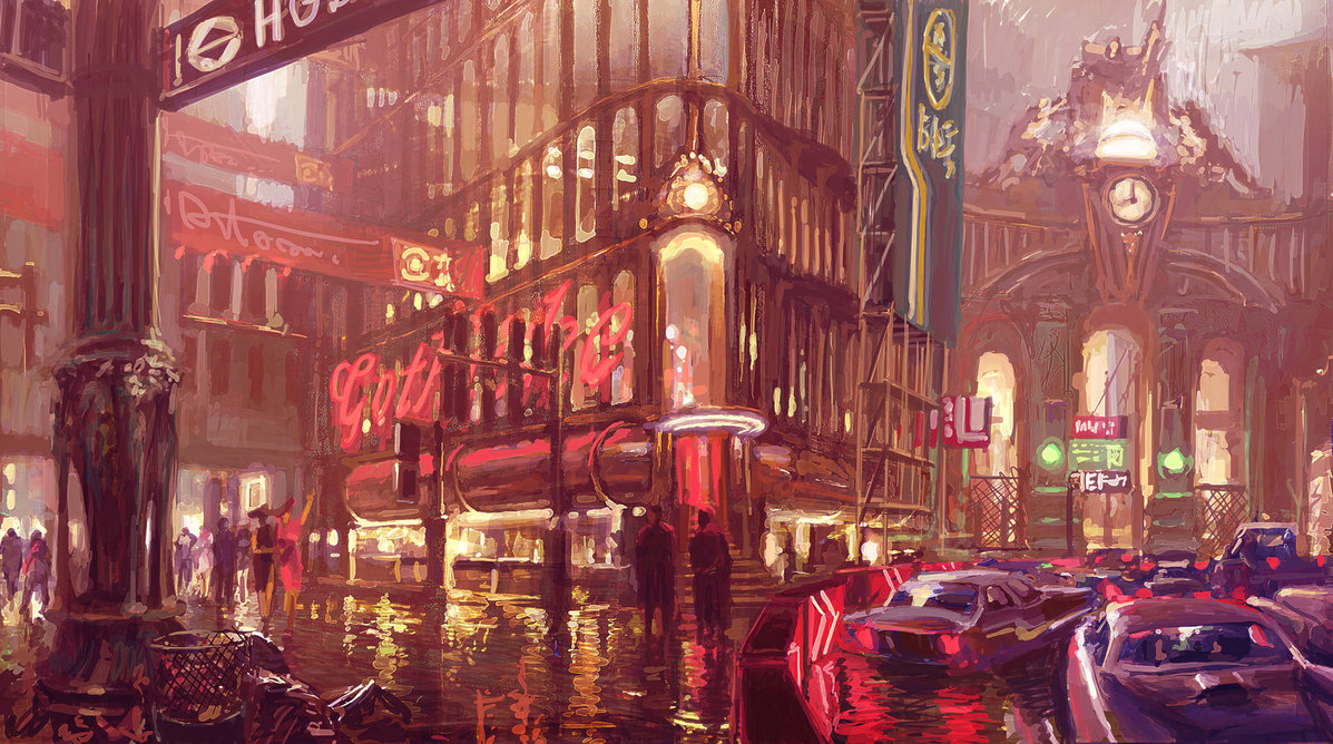 This Gothic and Imaginary London is Flint Black, Neon and Rainy