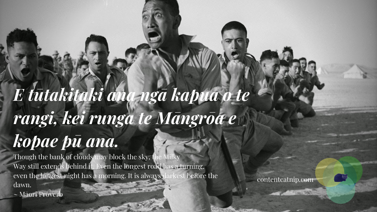 E tūtakitaki ana ngā kapua o te rangi, kei runga te Māngrōa e kopae pū ana. Though clouds may block the sky, the Milky Way is still behind it. Even the longest road has a turning, even the longest night has a morning. ~ Māori Proverb #TeWikioteReoMāori #MāoriLanguageWeek