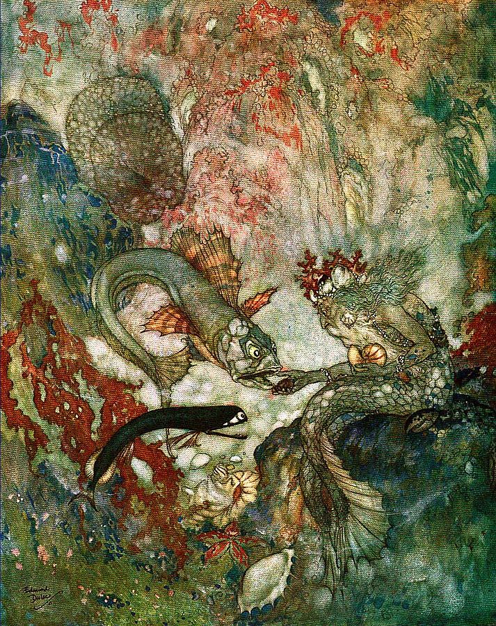 Edmund Dulac - The Mermaid, Merman King