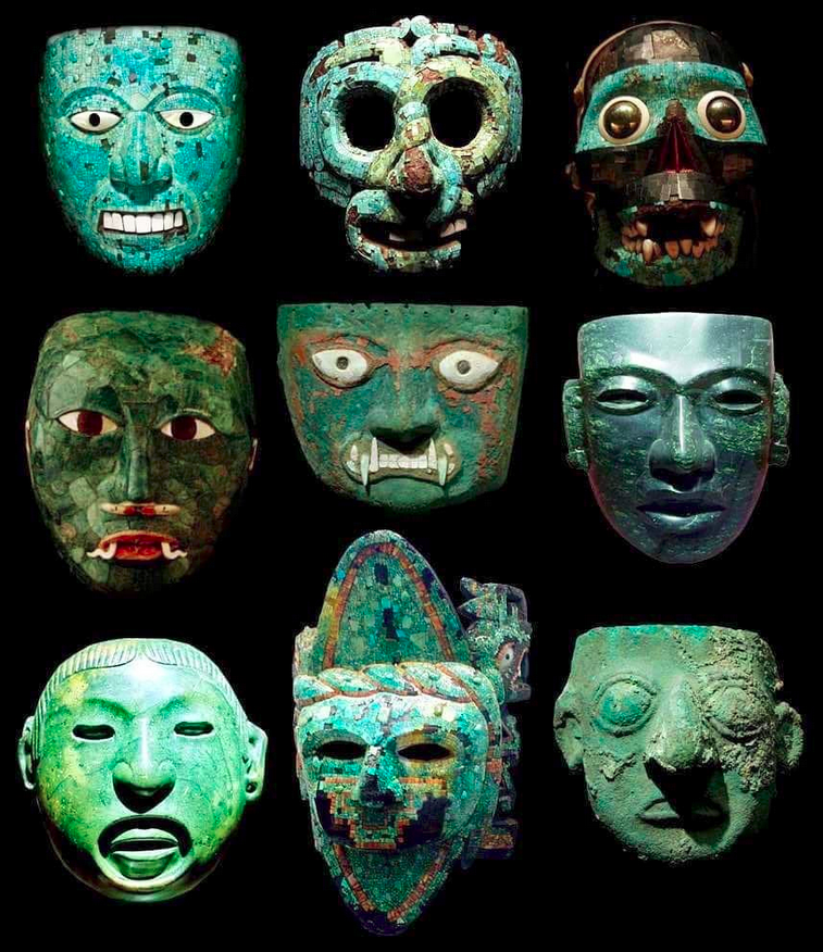 Stunning Pre-Columbian masks made of turquoise 