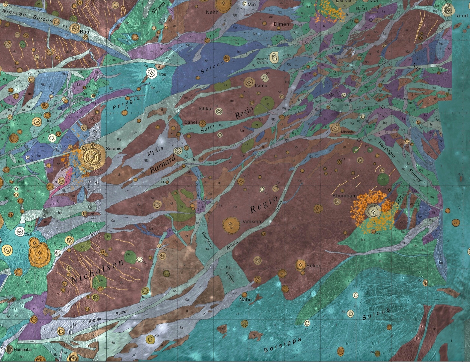 Inter-Planetary Topography and Splashes of Colour