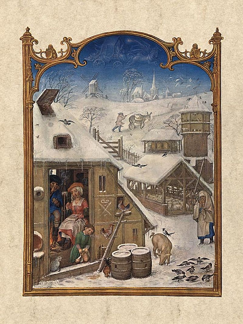 Omnia tempus habent: a delightful medieval rhyming calendar | Februar ~ And with my spade I delve my lands.