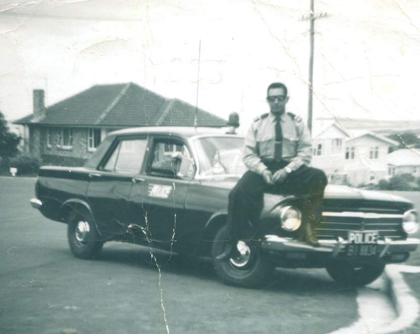 My grandfather as a young Policeman in Panmure, Auckland, early 60's - B&W