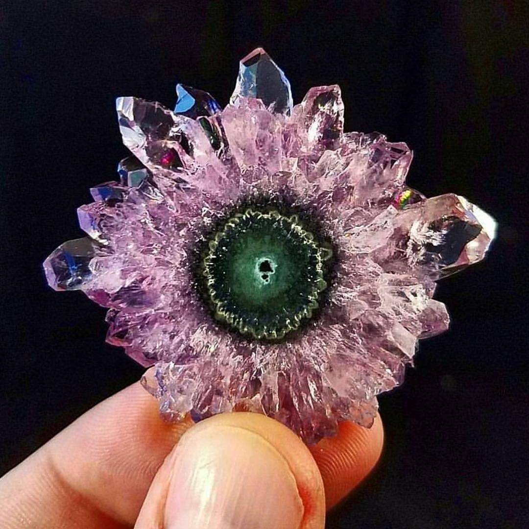 A beautiful slice of an Amethyst stalactite known as a ”flower” from Uruguay!