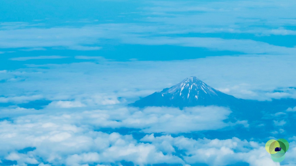 Mt Egmont Taranaki from the sky. Copyright Content Catnip 2020: A year of hope, peace and adventure