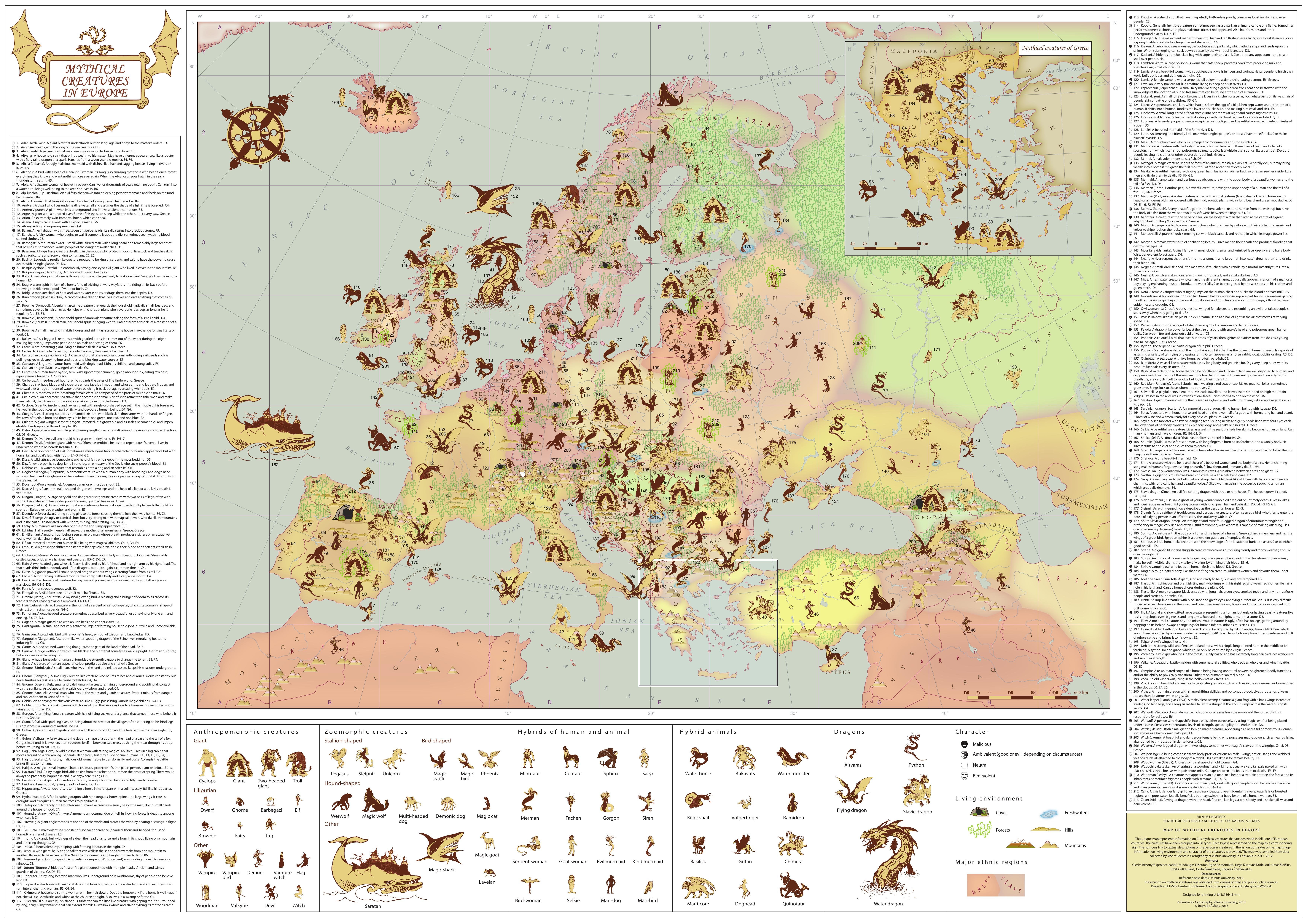 Mysterious and epic maps showing the hideouts of elusive cryptids in Europe and North America