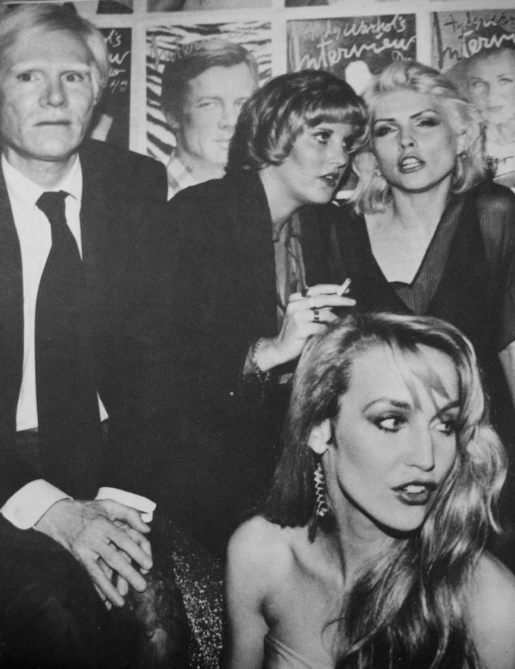 Andy Warhol, Debbie Harry and Jerry Hall at Studio 54