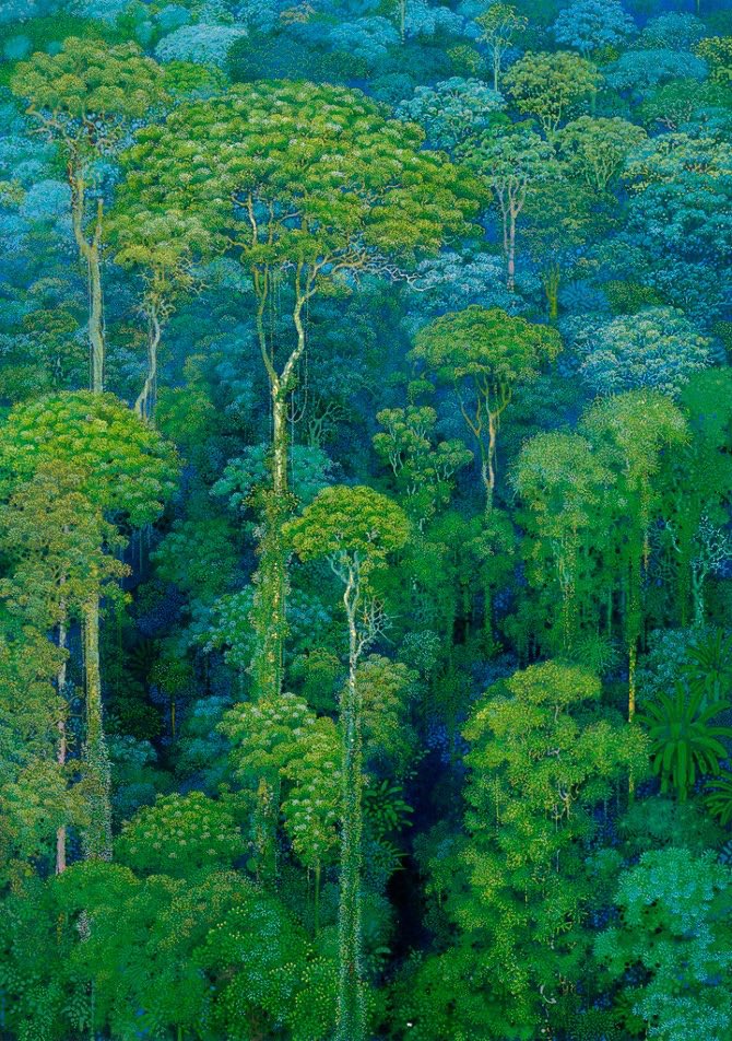 Exquisite Japanese paintings of an enchanted forest by Hirō Isono (1945-2013)