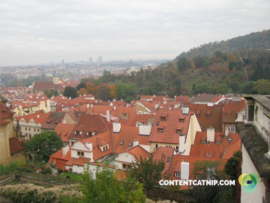 Prague's distinctive red roofed houses in the old town centre. Copyright 2009, Content Catnip