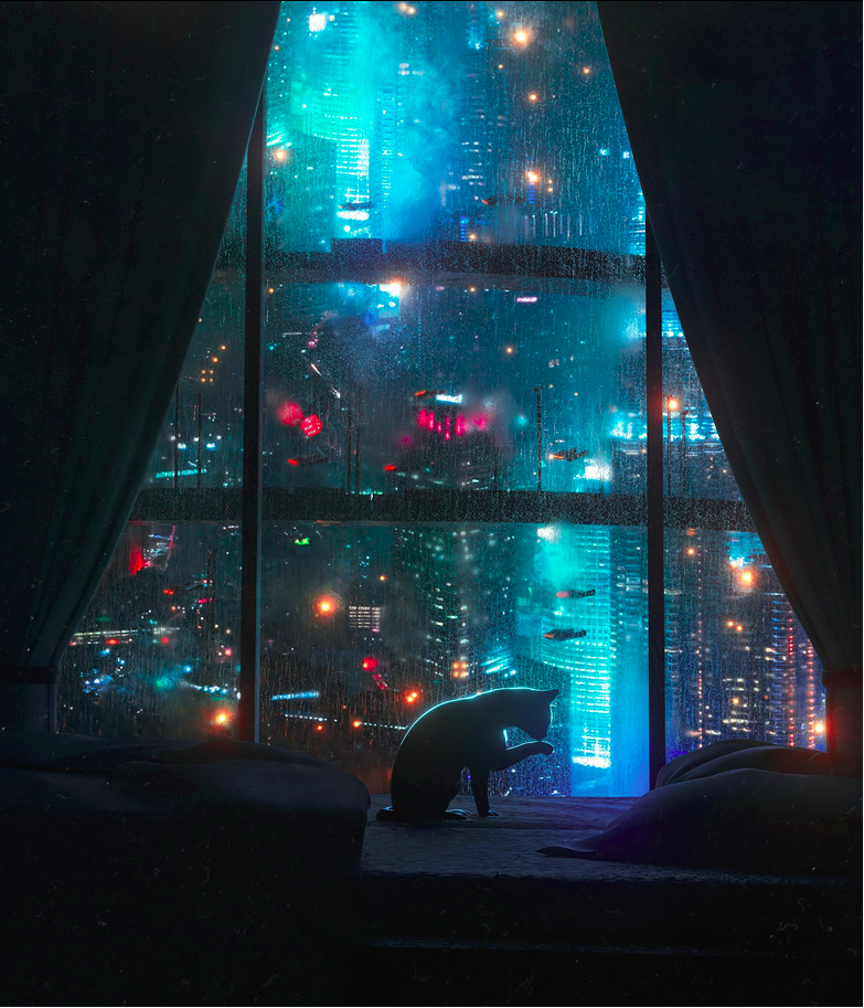 A sparkling Bladerunner vision of the future by Danguiz