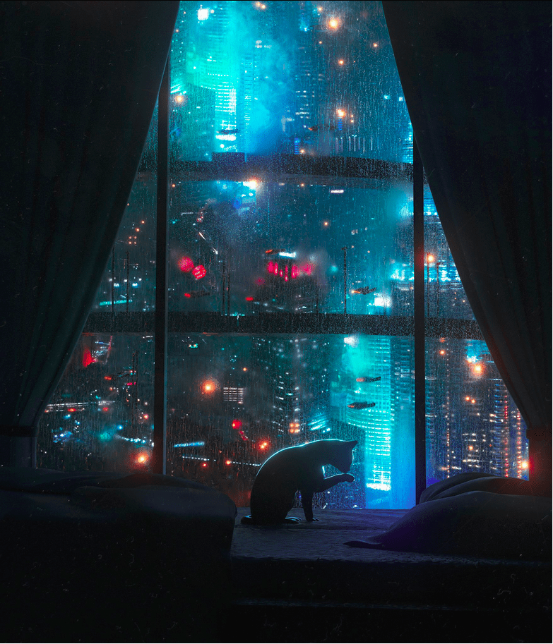 A sparkling Bladerunner vision of the future by Danguiz