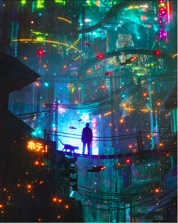 A sparkling Bladerunner vision of the future by Danguiz