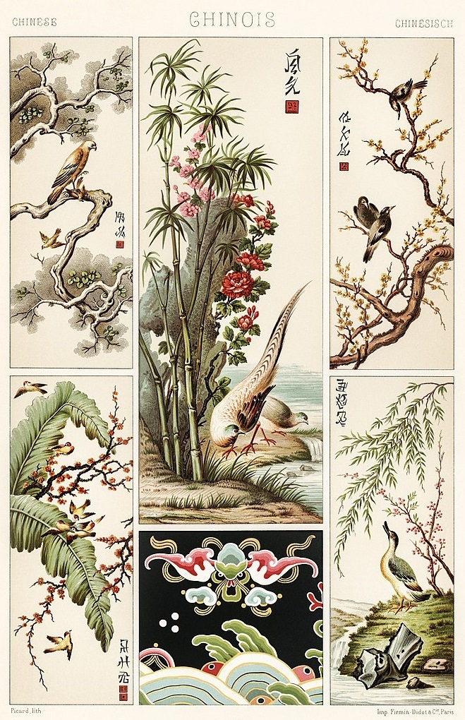 Asian panels from "L'Ornement polychrome" by Auguste Racinet (1835-1893)