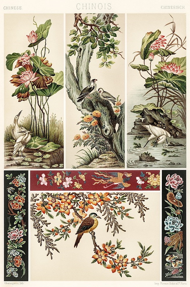 Asian panels from "L'Ornement polychrome" by Auguste Racinet (1835-1893)
