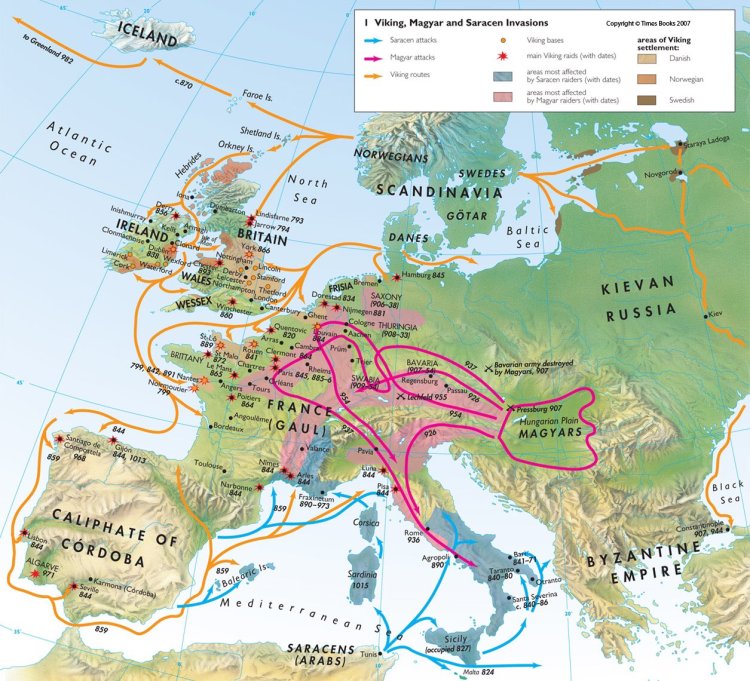 The Viking, Magyar and Muslim invasions of Europe in the early Middle Ages