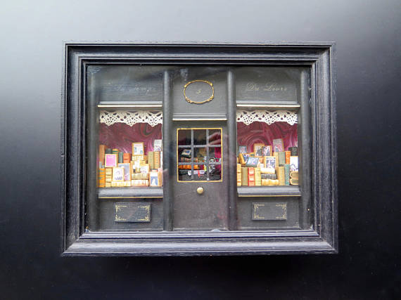 MINIATURE ANTIQUE FRENCH BOOK STORE BY TITOWANDERLUST