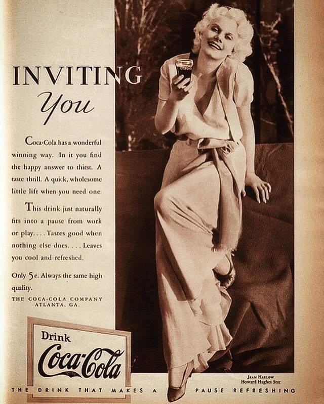 Exotic Ads of the Past: Jean Harlow for Coca-Cola in 1935
