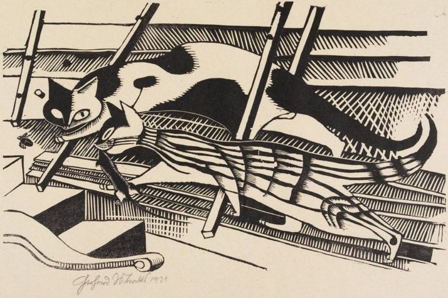 Gerhard Marcks; Die Katzen im Dachboden/Cats in the Attic, 1921