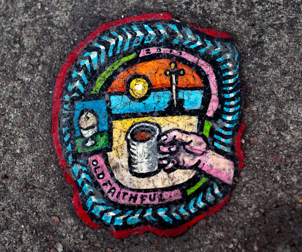 Colourful chewing gum street art in London by Ben Wilson