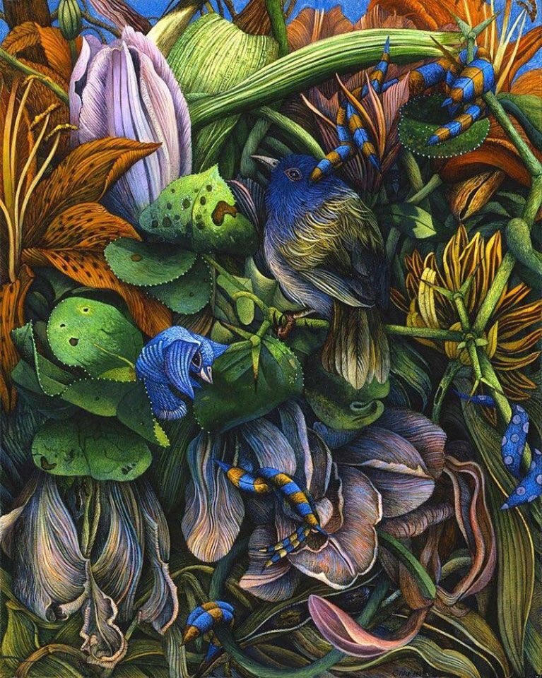 Judy Garfin's larger-than-life exquisite blumes and tangled vines