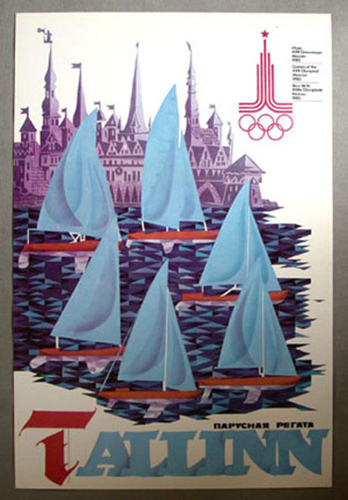 Gloriously retro and rainbow coloured Soviet posters from the 1980 Moscow and Talinn Olympics 