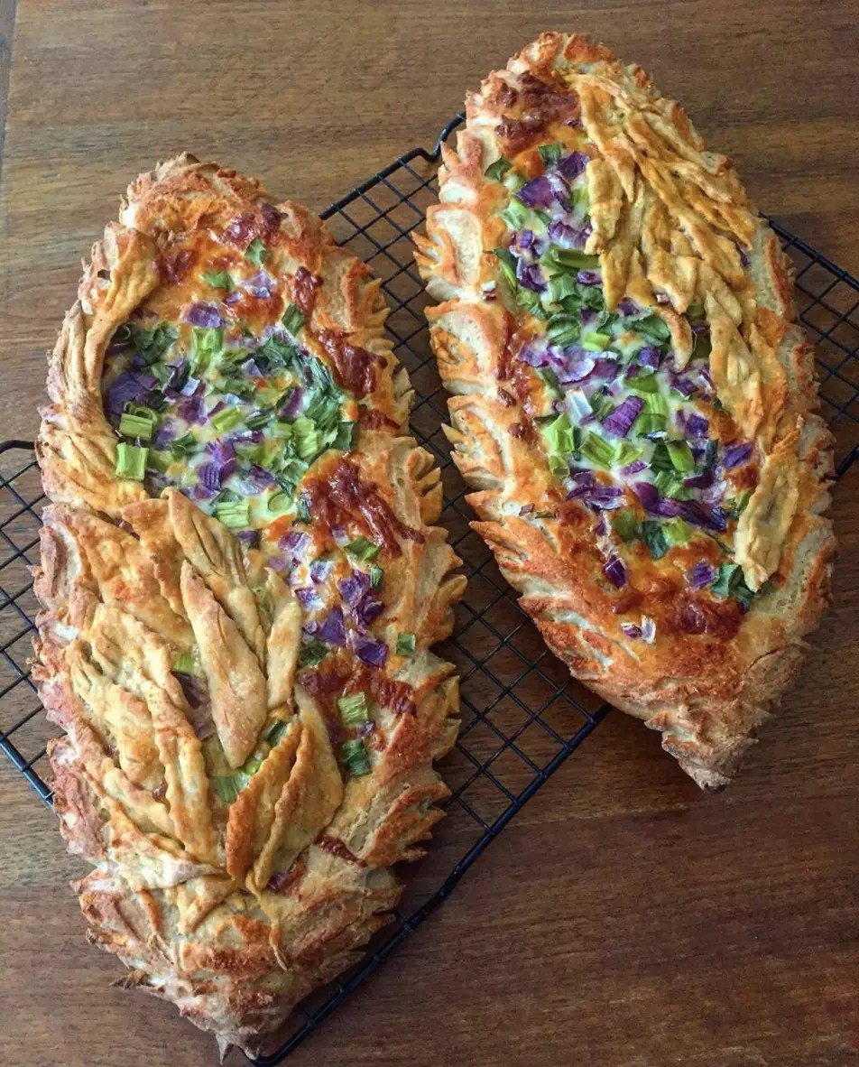 Twisting autumnal plants on artful sourdough breads by Hannah Page