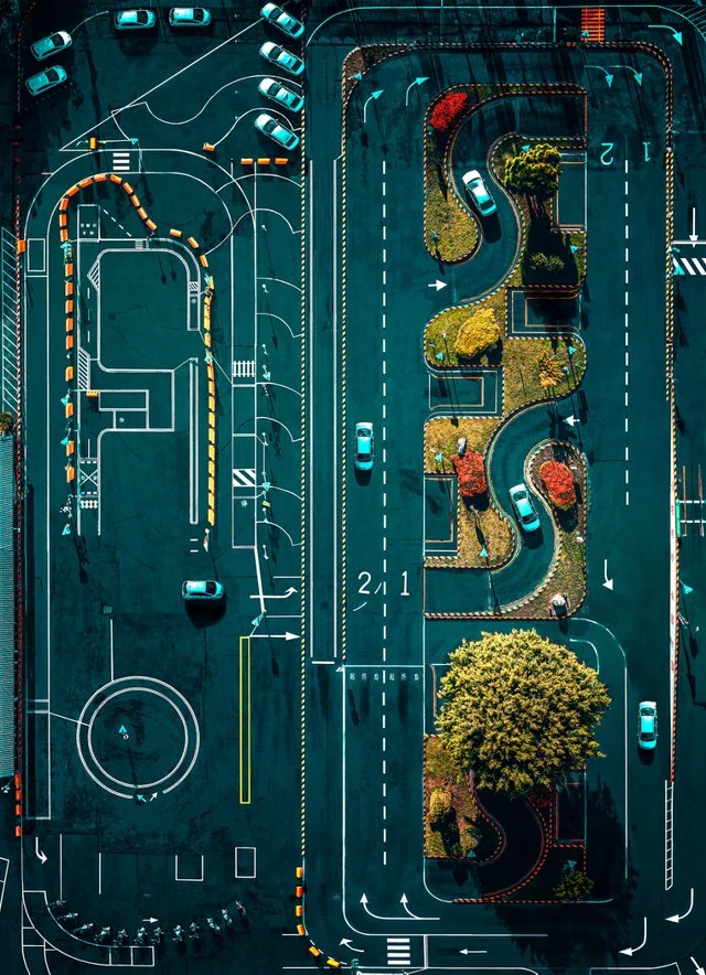 Oddly satisfying aerial photo of a driver training facility in Taiwan