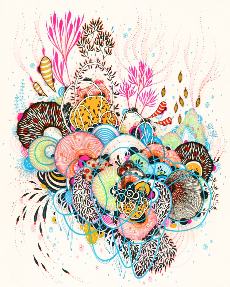 Soothing organic shapes, amoeba, jellyfish and floating entities by Yellena James