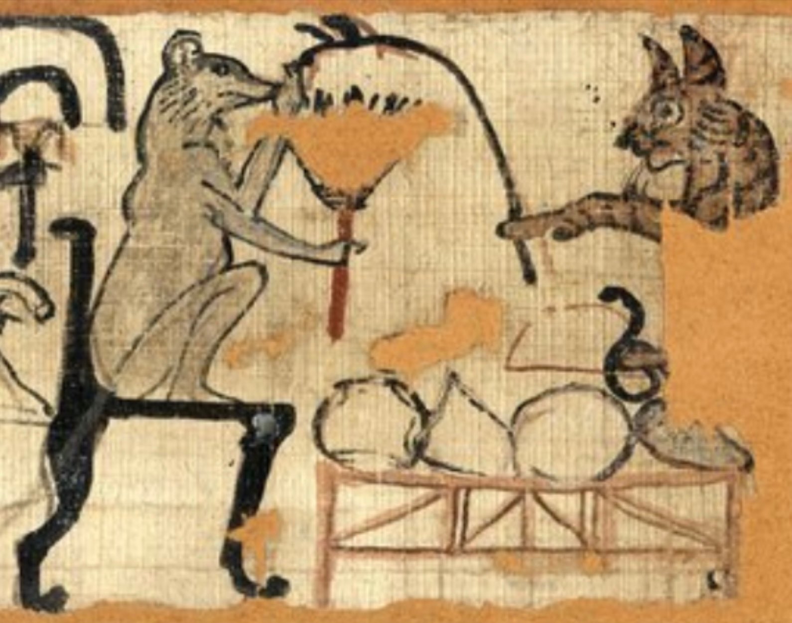 Ancient Egyptian sense of humour with 3,000 year old fragments of papyrus show scenes of animals taking on human roles