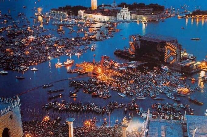 A Pink Floyd concert at dusk in Venice, 1989