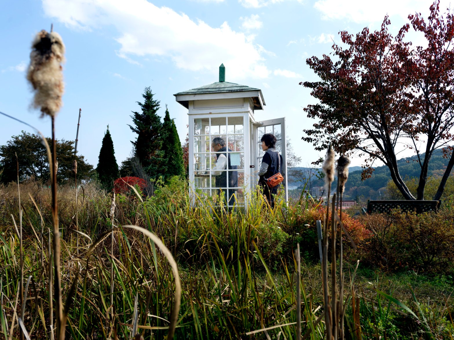 A wind phone 風の電話, kaze no denwa for contacting people who have crossed the veil