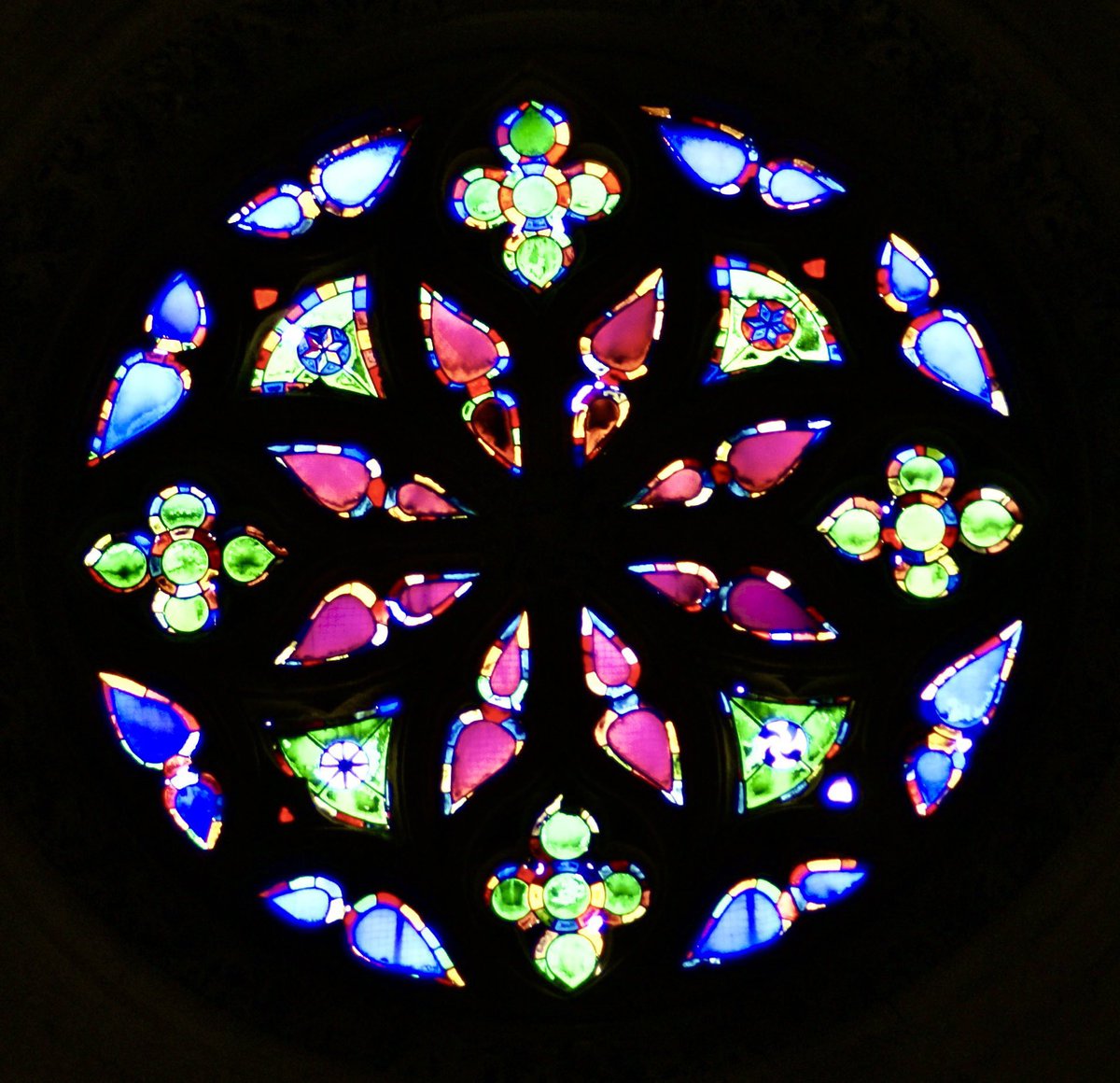 23/ Stained glass window at Fez Mosque, Morocco