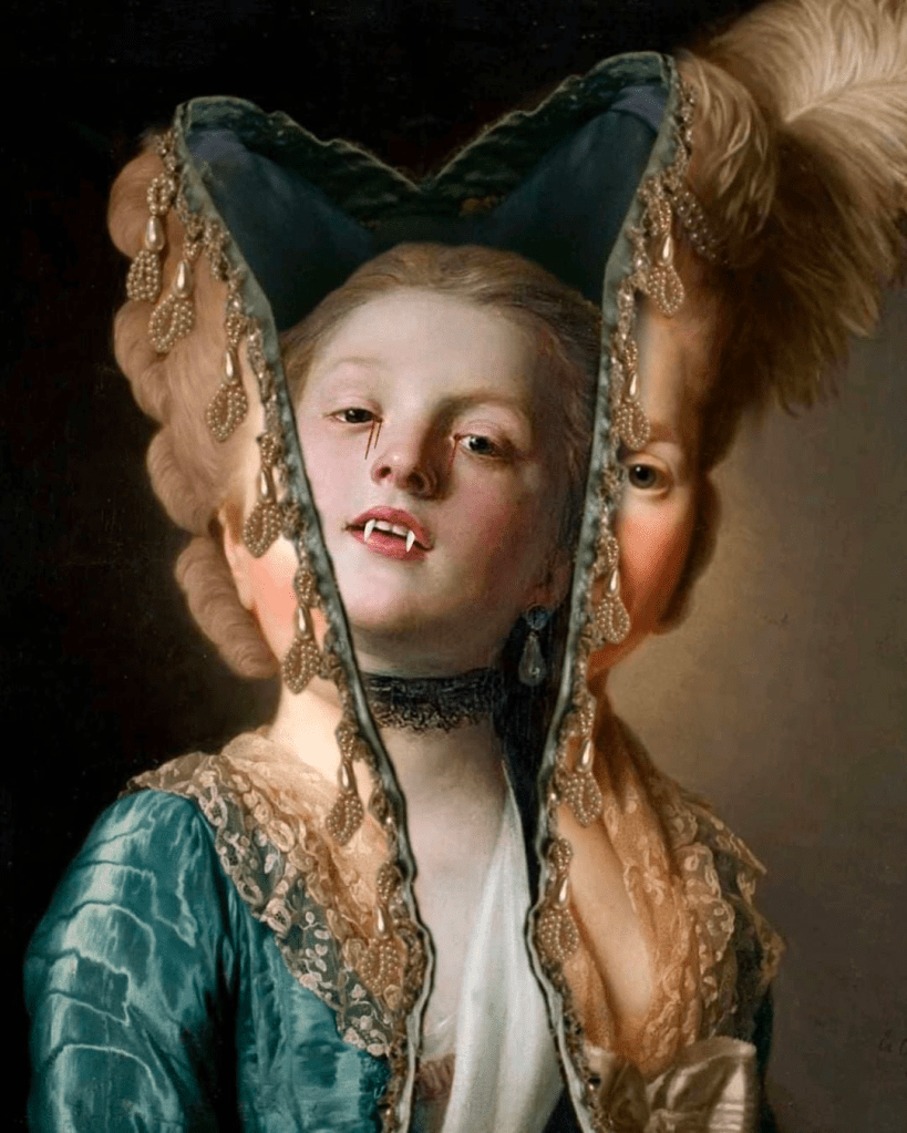 A mysterious portrait of Princess Natalya Petrovna Galitzin as an unzipped ravenous vampire 