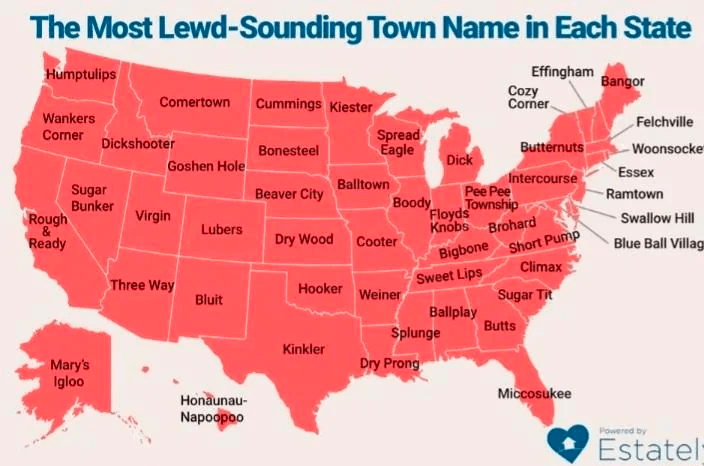 Rude sounding place names in North America