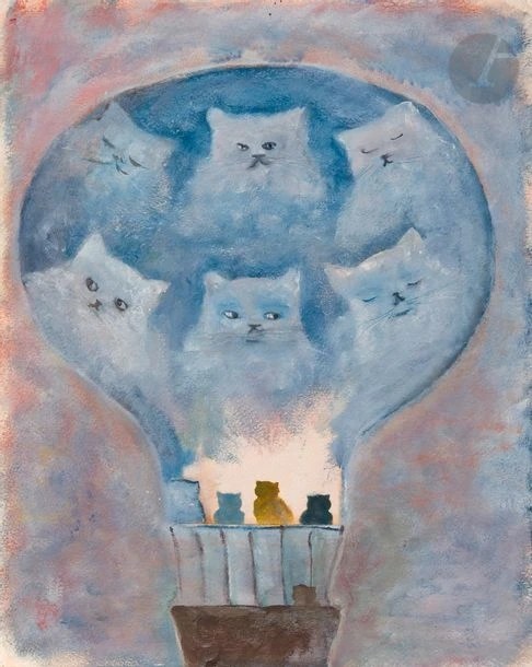 Leonor Fini: Hot Air Balloon with Cats