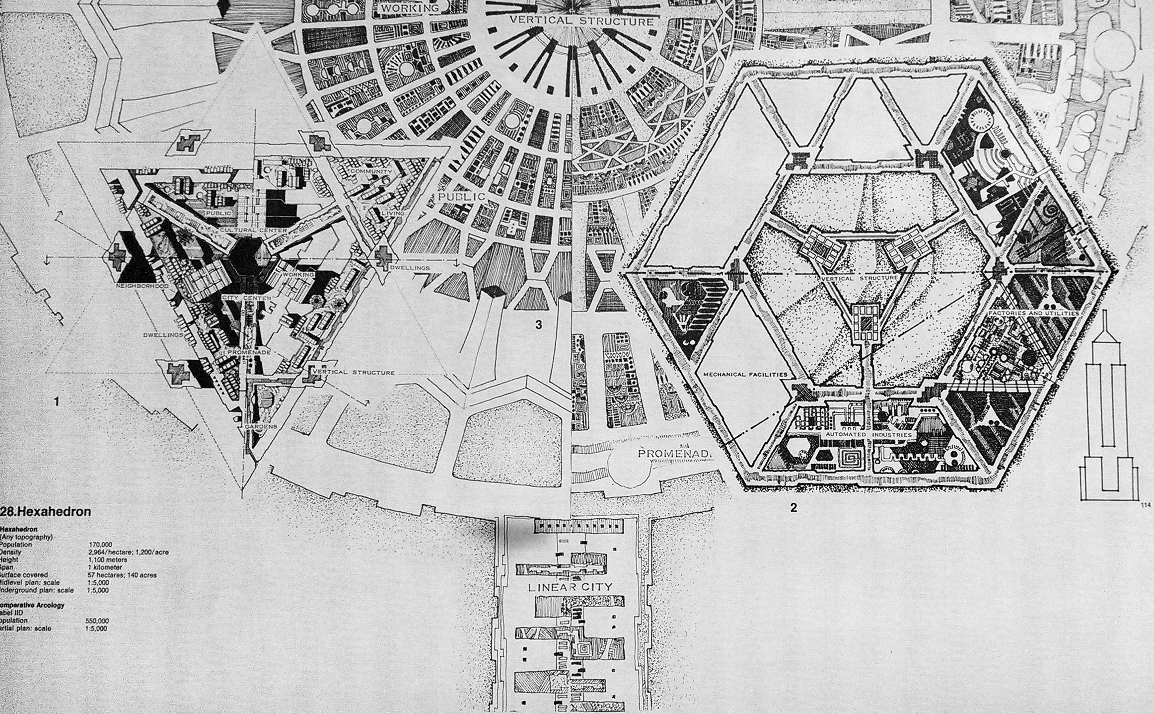 Paolo Soleri's Hexahedral cities (1969)