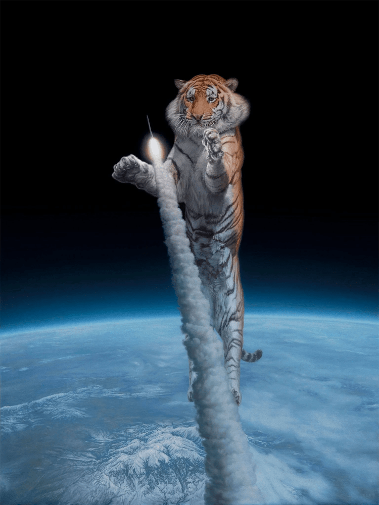 Mesmerising Surrealist Art by Joel Rea tiger, space.