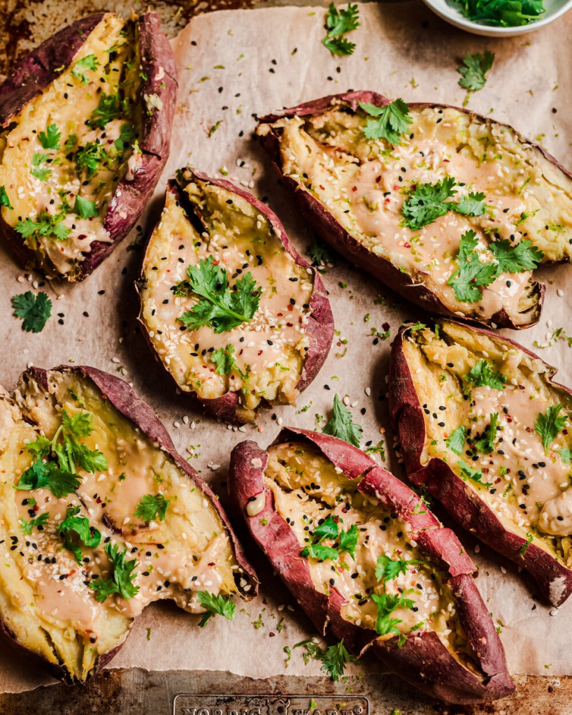 Baked Japanese Sweet Potatoes with Miso Tahini Butter recipe