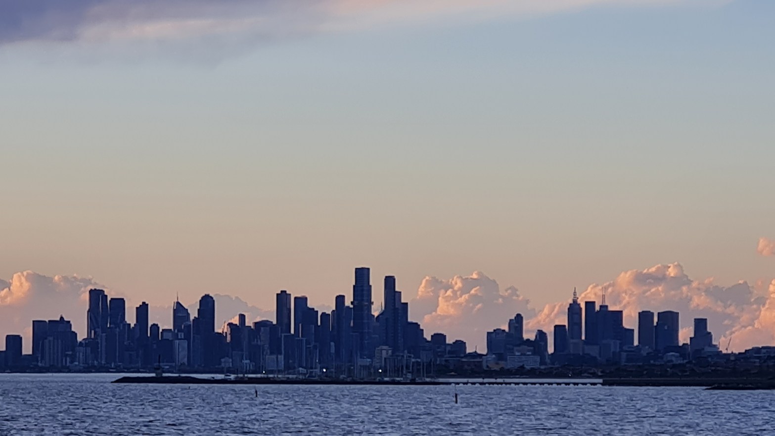 A view onto a city at dusk