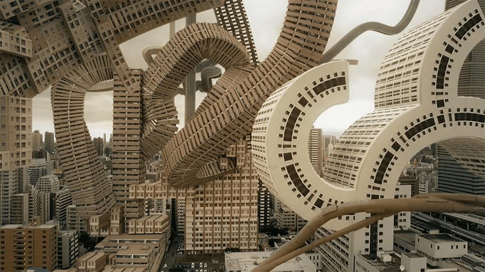 Spatial Bodies turns Osaka's Skyline Inside-out by AUJIK art