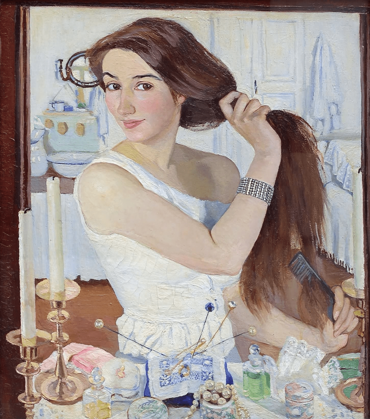 At the Dressing-Table Self-Portrait by Zinaida Serebriakova (1909)  