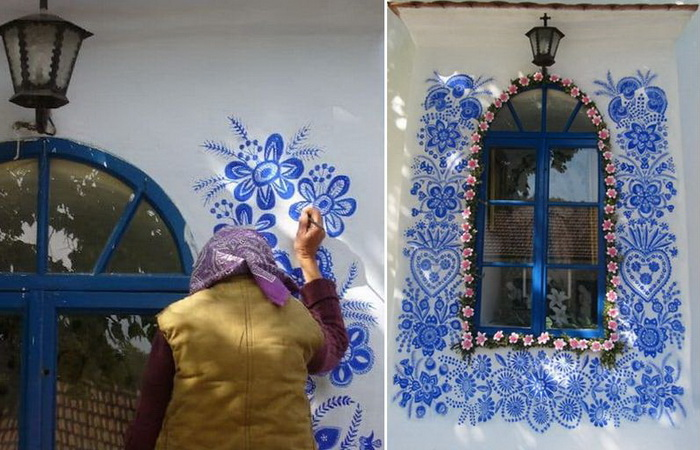 90 year old woman beautifies Louka, her village in Moravia with exquisite traditional art
